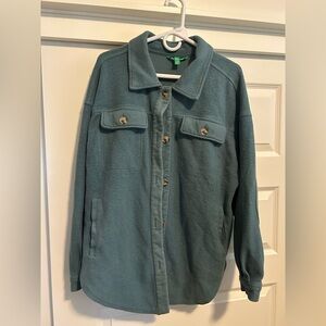 Blue / teal/ green Button-Up Shacket jacket